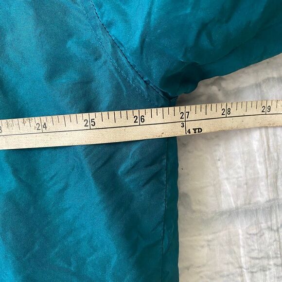 Tulliano men L 100% silk full zip mock collar longsleeve jacket teal green color - Picture 14 of 14